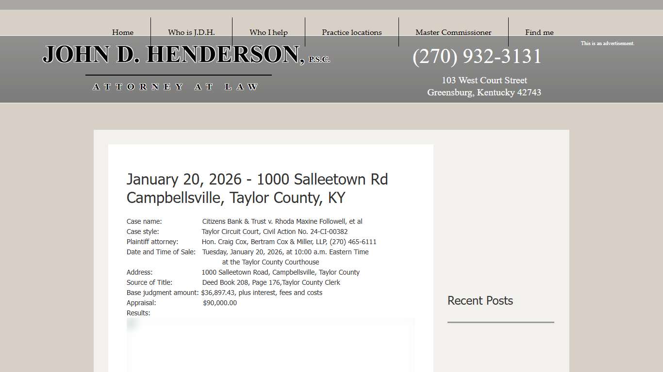 January 20, 2026 - 1000 Salleetown Rd Campbellsville, Taylor County, KY