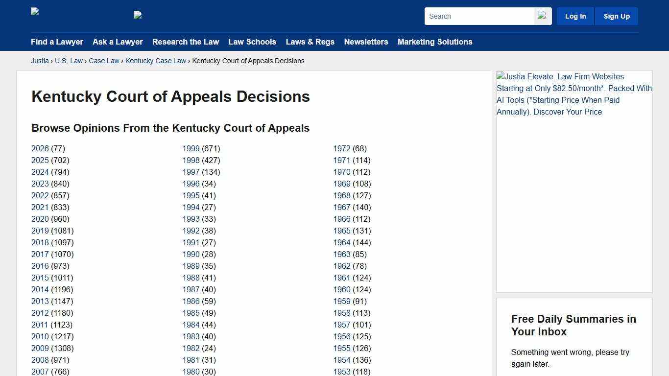Kentucky Court of Appeals Decisions :: Kentucky Case Law :: Kentucky Law :: U.S. Law :: Justia